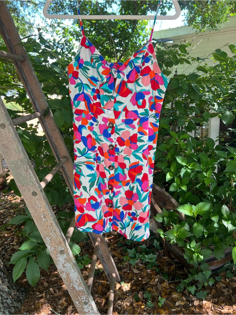 Karlie Floral Mini Dress in White, Red, Pink, Blue